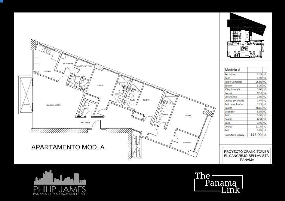 Cranc Tower Floor Plan Model A 145 m2